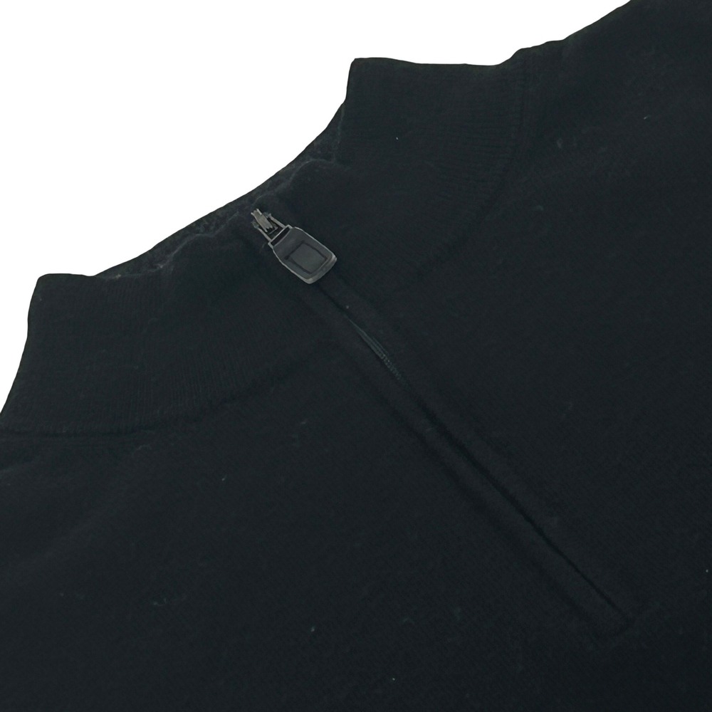 Jos. A. Bank Traveler Sweater Men Medium Black Merino Wool Quarter Zip Mock Neck